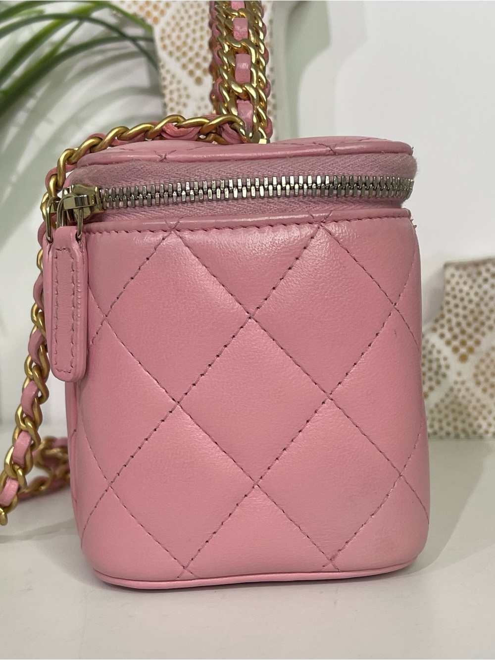 CHANEL Pink Quilted Vanity Crossbody with Gold Chain - Picture 3 of 7